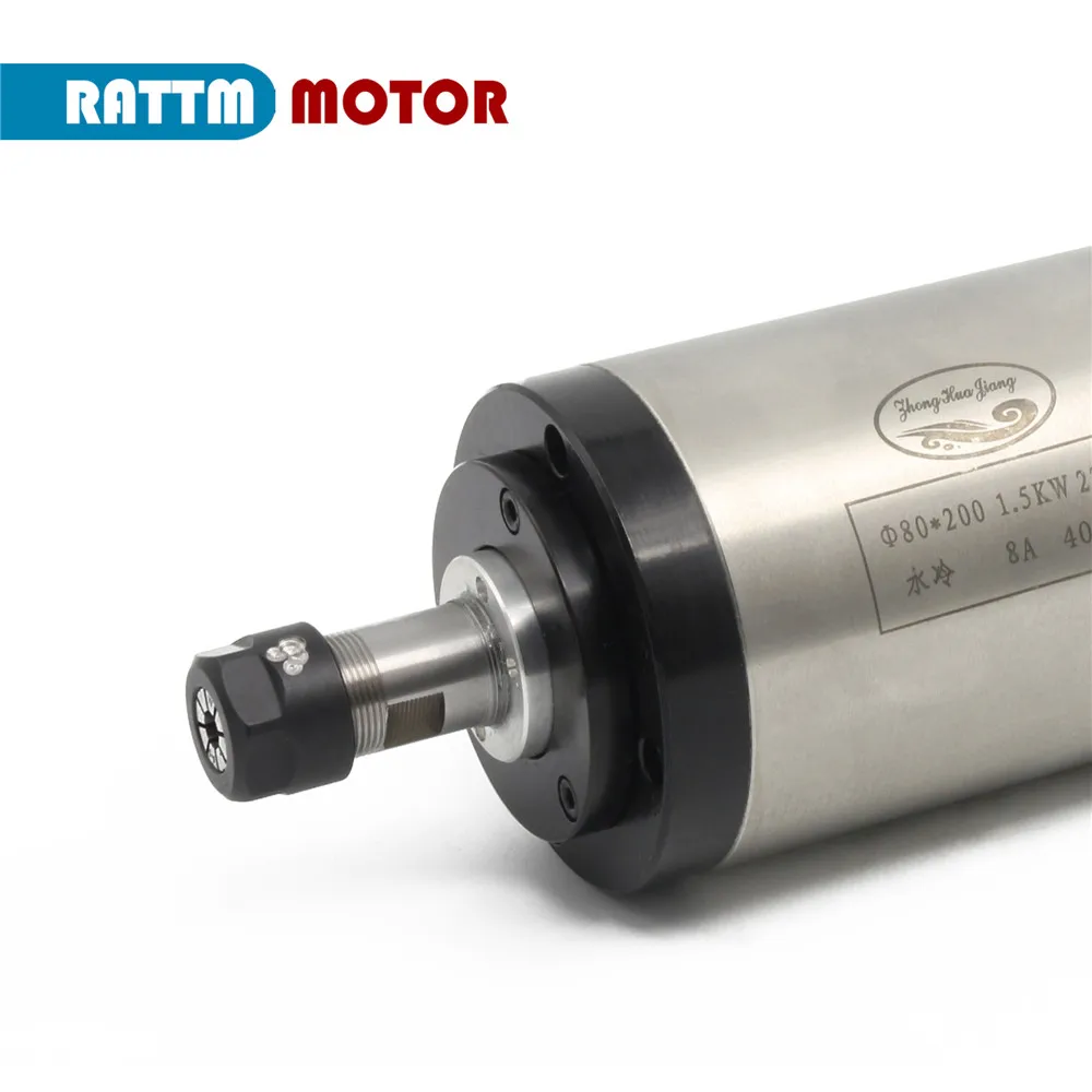 1.5KW ER16 CNC Water Cooled Spindle 220V 4 Beaning 400Hz 24000rpm For Engraving Milling Machine