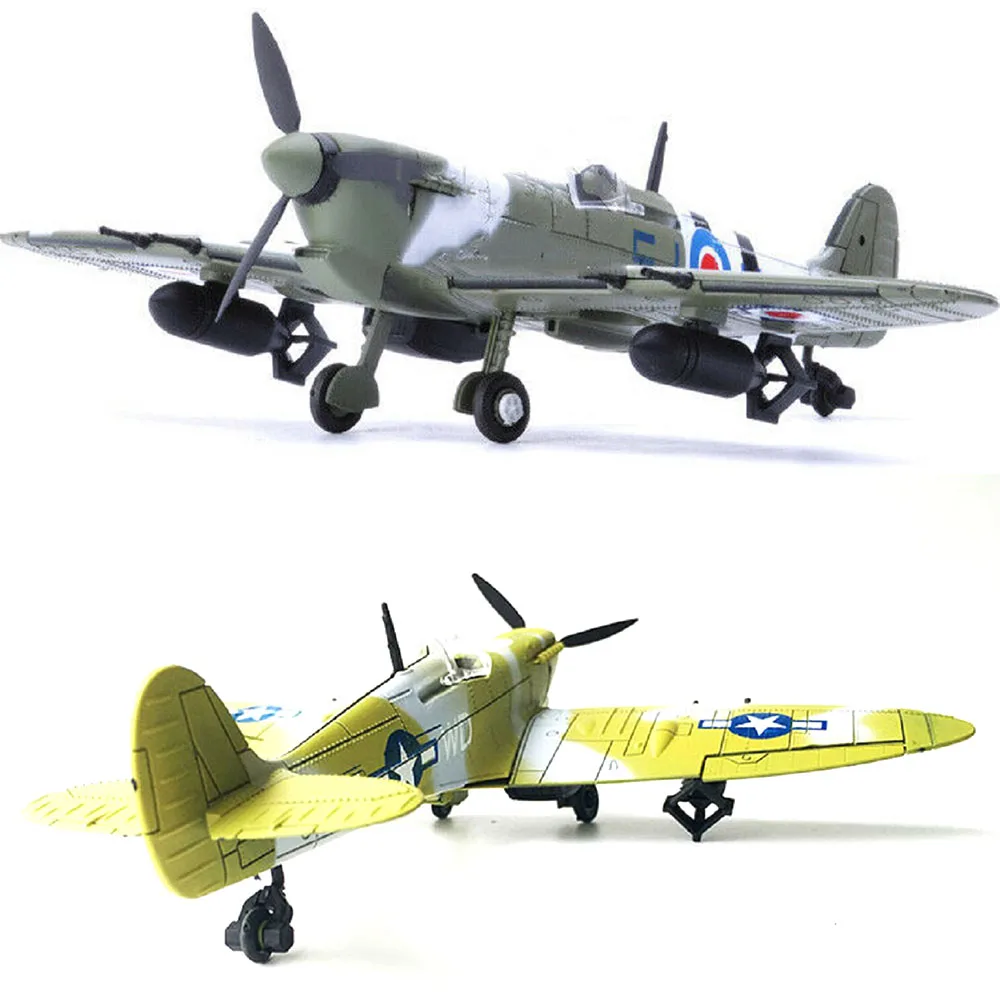 1/48 World War Britain Spitfire Fighter Assembly Model Toy Puzzles Plane Beautiful Painted Random Color