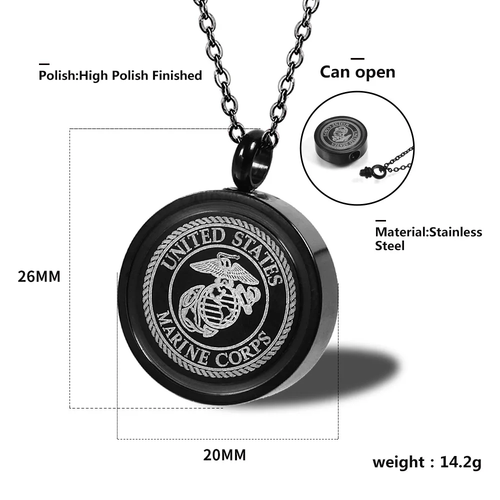 Police Officer Navy Army Firefighters Military Soldier Titanium Pendant Necklace Commemorative Lovers Ashes Small Perfume Bottle