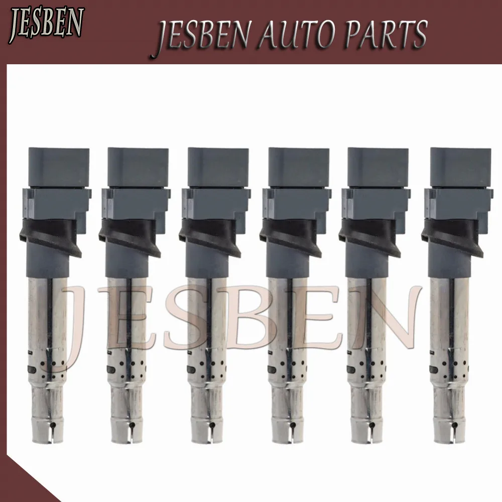 6PCS 022905715A Ignition Coil Fit For VW EOS GOLF MULTIVAN PASSAT CC PHAETON TOUAREG TRANSPORTER 3.2 3.6 2002-2015 0986221056