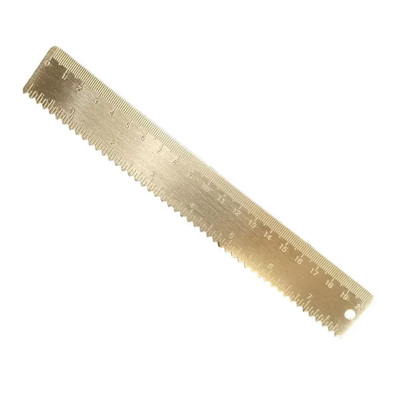 20cm Brass Wave Straight Ruler Bookmark Cartography Painting Measuring Stationery School Supplies