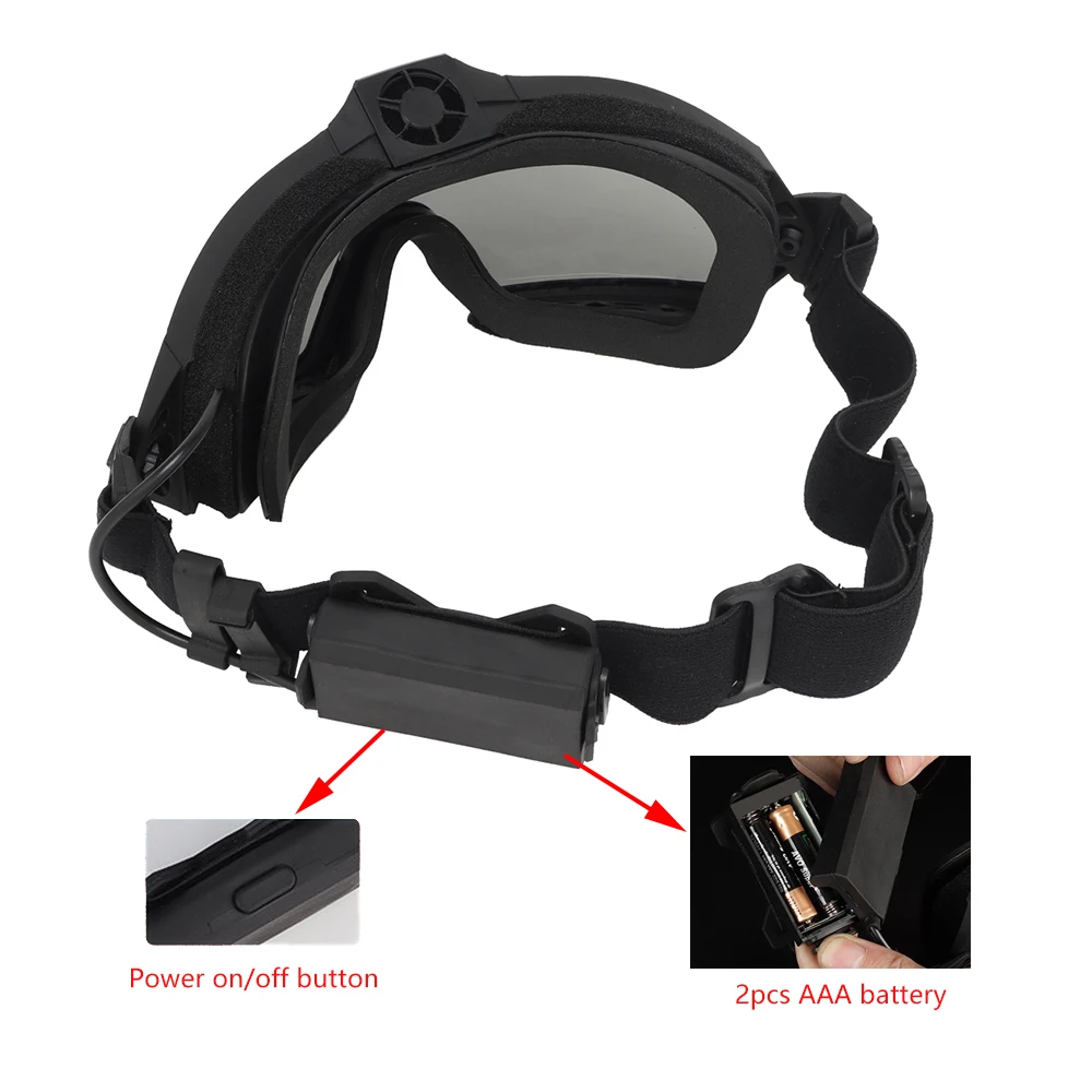 Tactical Goggle Anti-fog Fan System Good Impact Interchangeable Protective Lens Cycling Paintball Airsoft Shooting Accessories