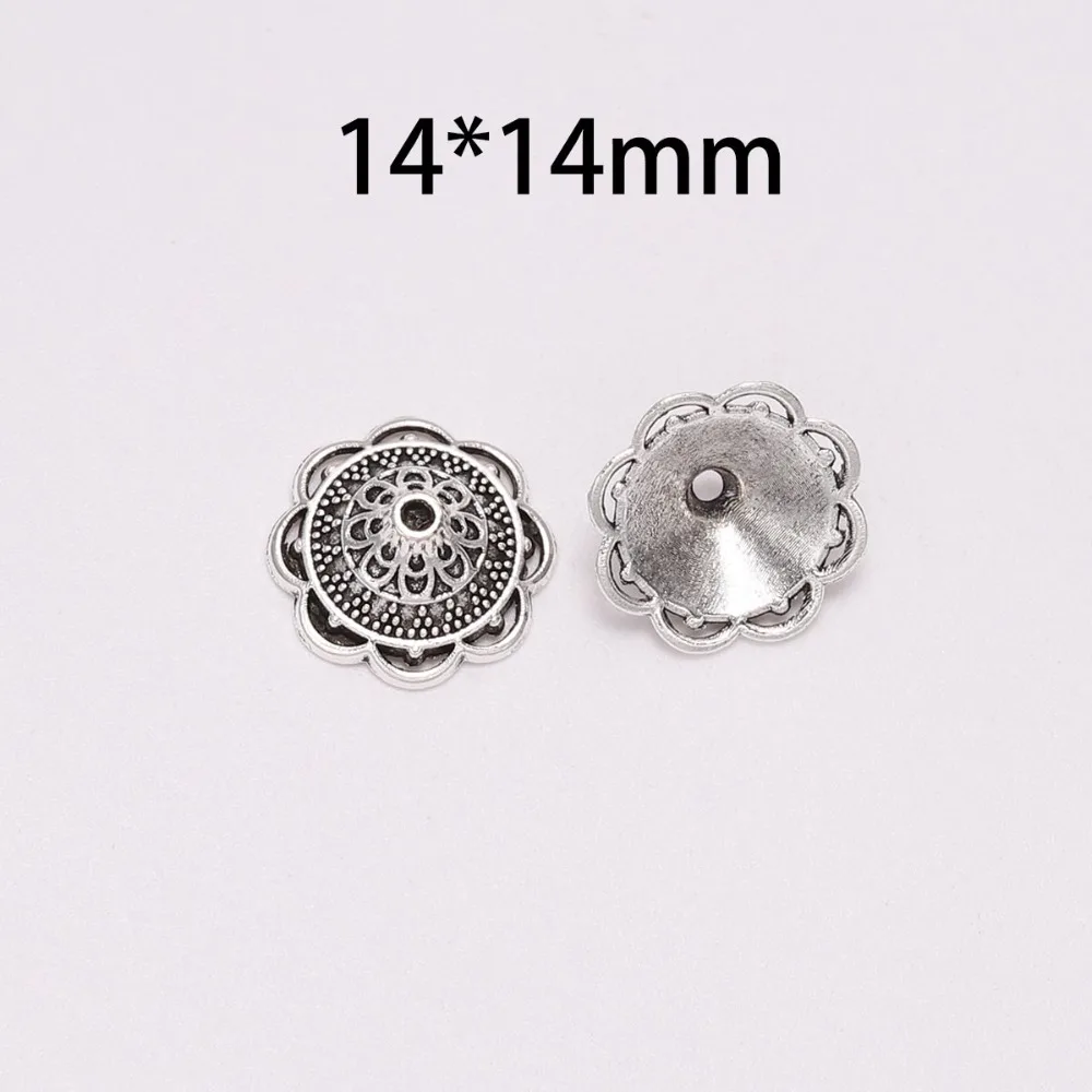 20Pcs/Lot 14mm Antique Receptacle Bead Caps Flower For Jewelry Making Findings Diy Needlework Accessories Wholesale