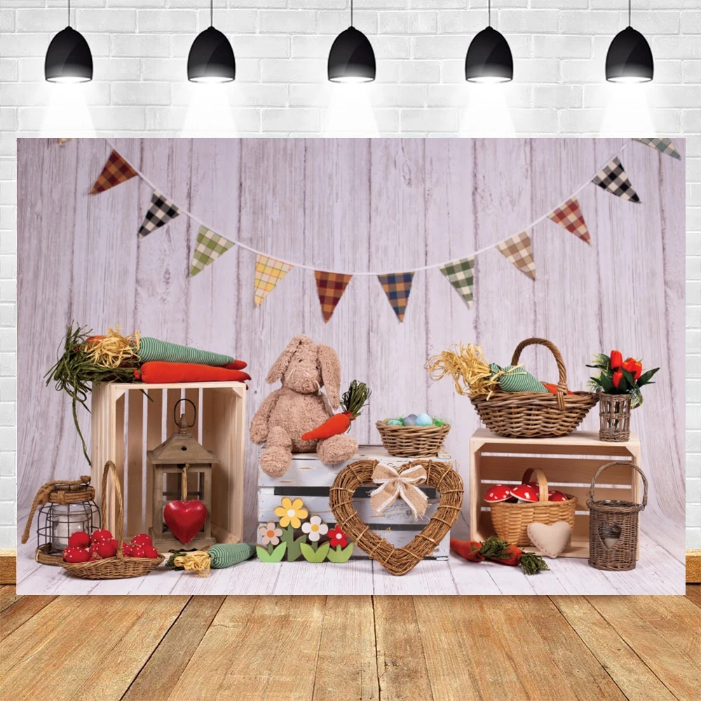 Happy Easter Party Decor Baby Portrait Backdrop Photocall Photographic Egg Bunny Photography Background Photo Studio Photozone