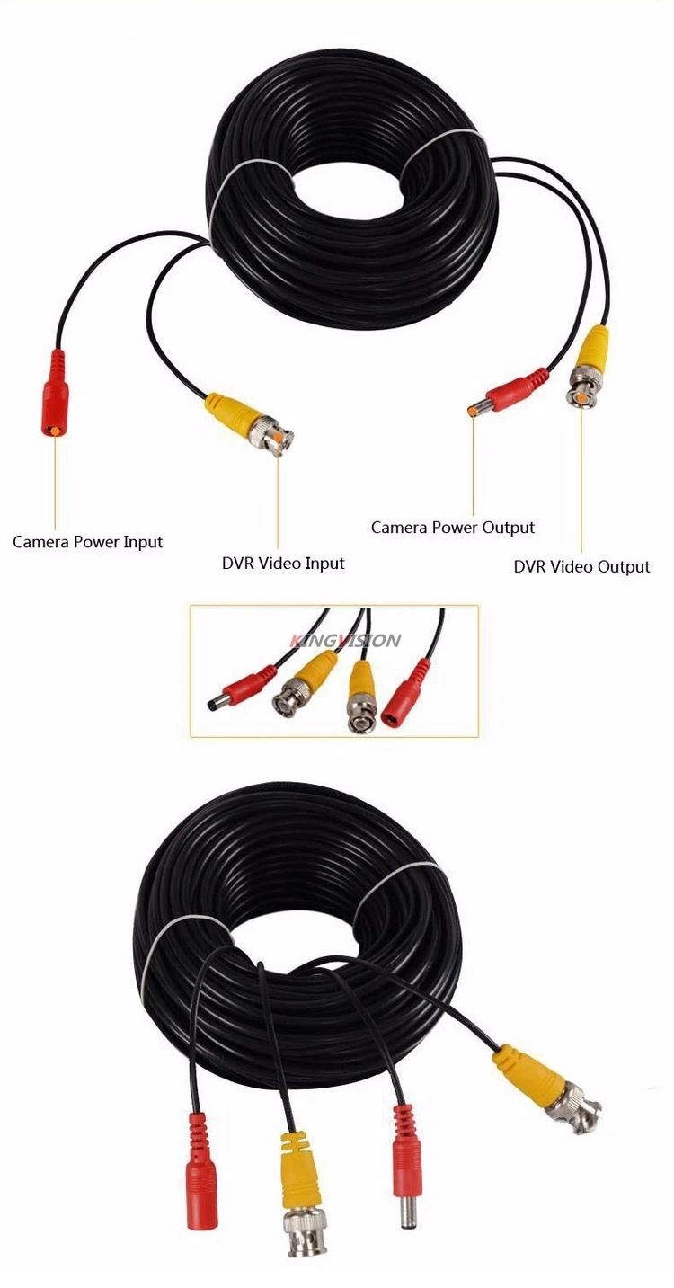 ALL Copper AHD CCTV CABLE 5m 10m 15m 20m 30m 50m Video+power AHD Copper CCTV Camera extend Wires Extension extension with BNC+DC