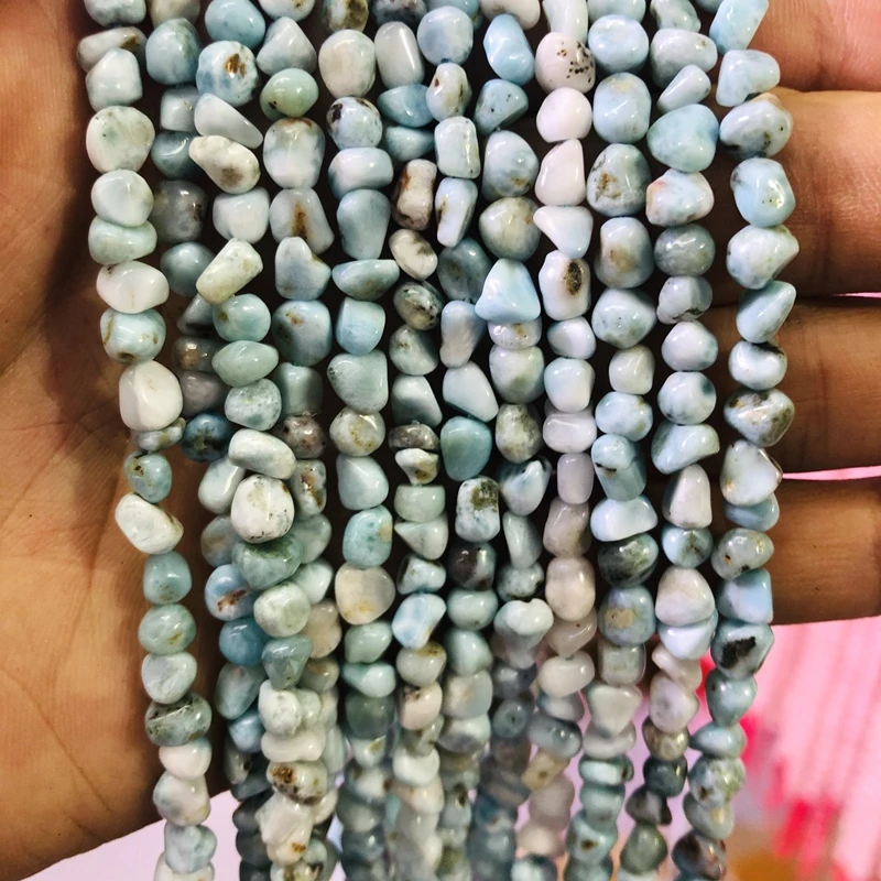 

2Strings of 15.5" Natural Larimar Gem Stone Nugget Chip Beads 4x6mm Tumble Gem stone Loose Beads,For jewelry DIY