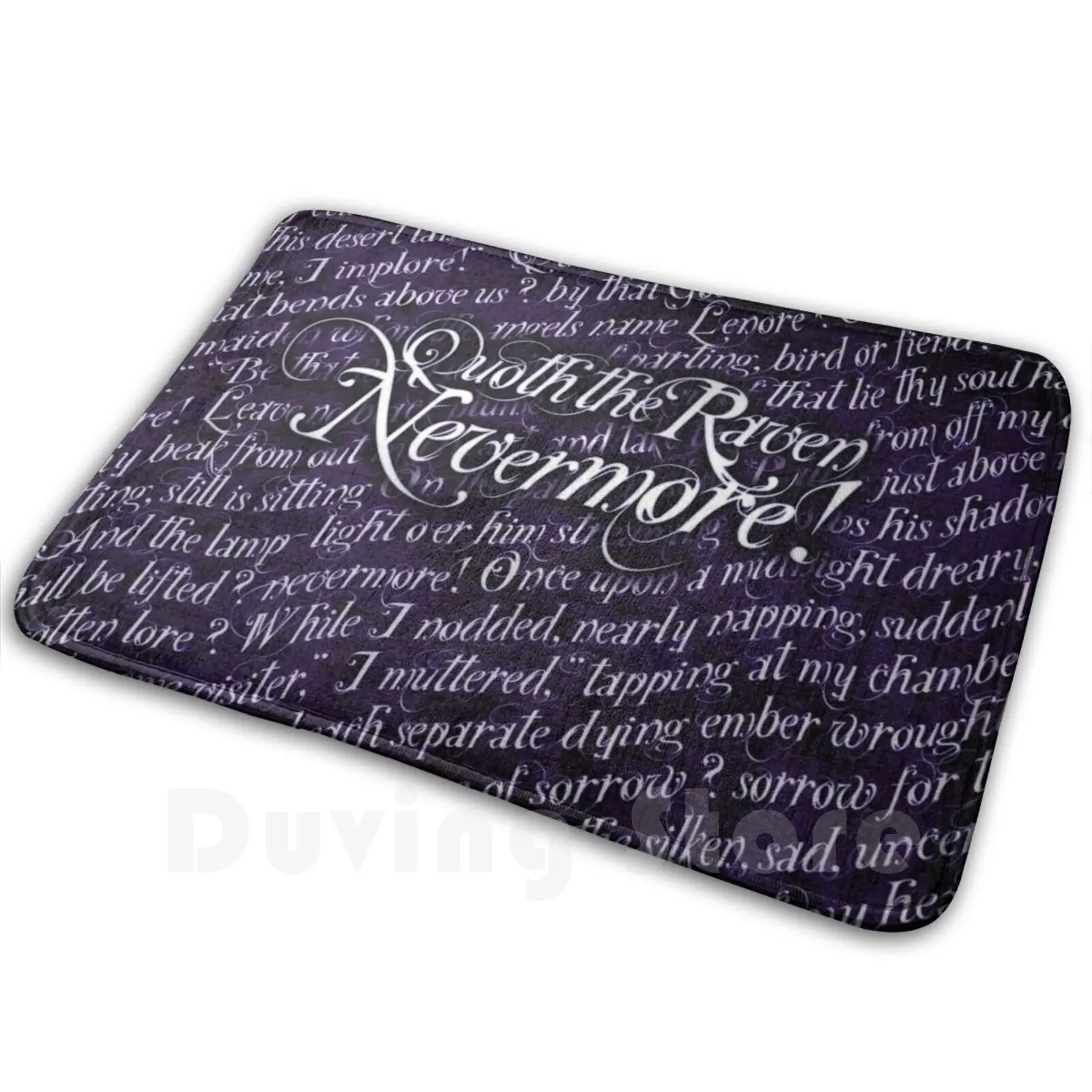 Poe Nevermore Pattern Carpet Mat Rug Cushion Soft Non-Slip Poe The Raven Nevermore Poem Poetry Gothic Text Pattern