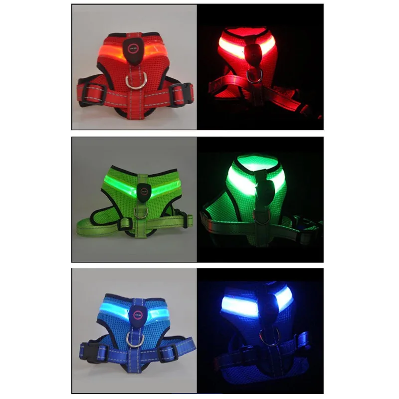 LED Luminous Dog Harness Led USB Charging Dog Chest Strap Vest Pet Safety Reflective Harness Pet Vest For puppy Large Dog