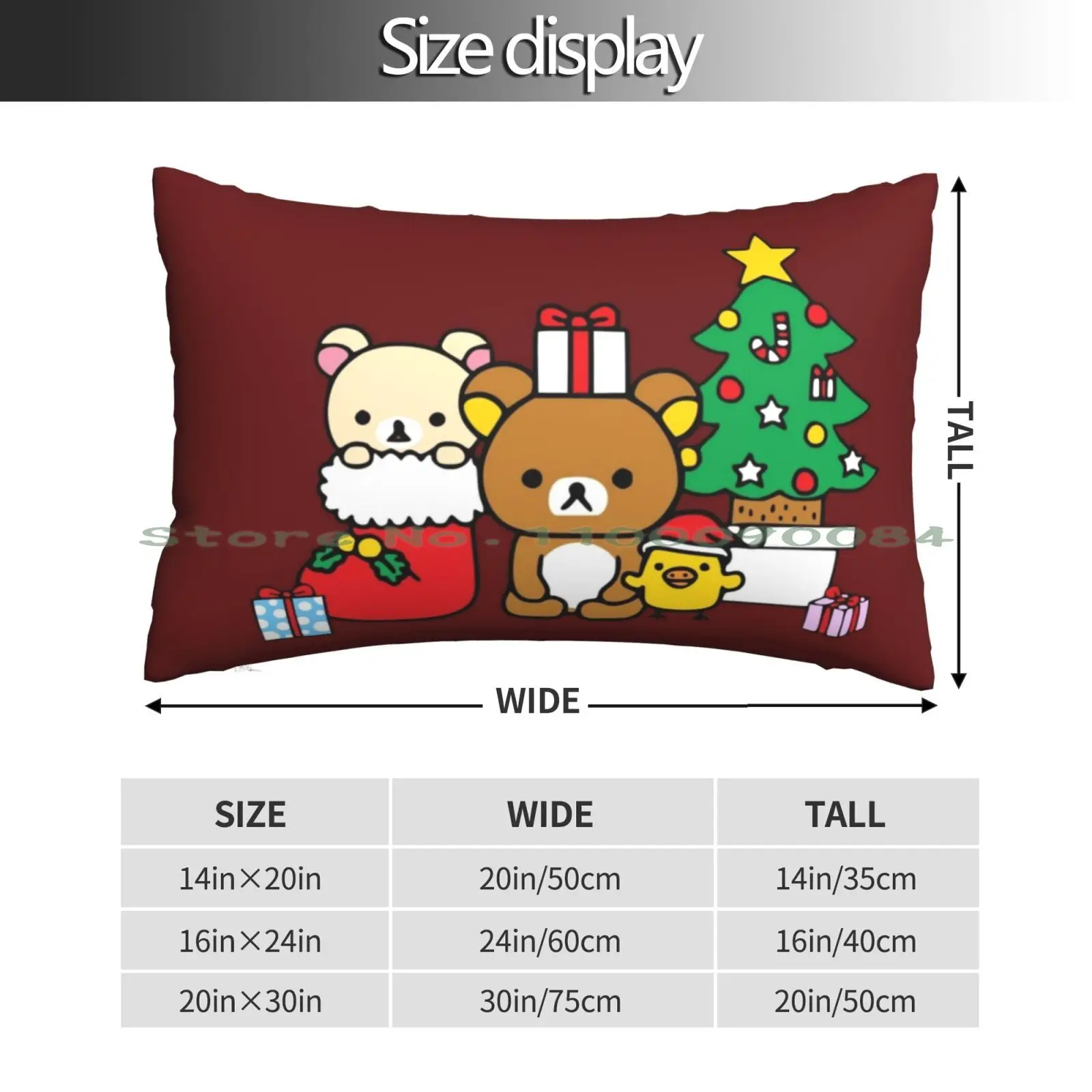 Rilakkuma. Merry Christmas. Rilakkuma Christmas Pillow Case 20x30 50*75 Sofa Bedroom Cute Kawaii Korilakkuma Aesthetic Pastel