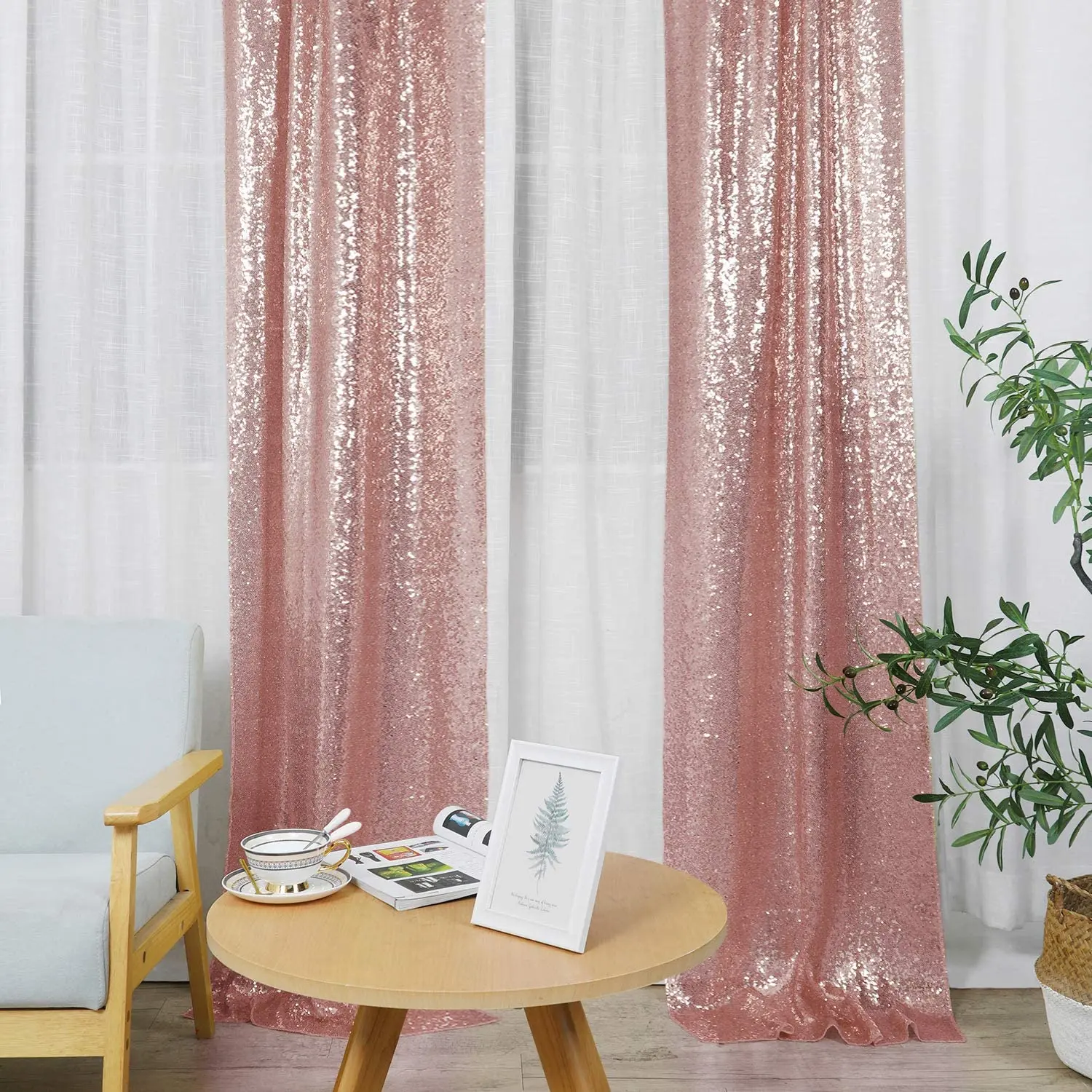 Colored Sequin Backdrop Curtain Rose Gold Glitter Backdrop Curtain for Wedding Birthday Christmas Baby Shower Party Decoration