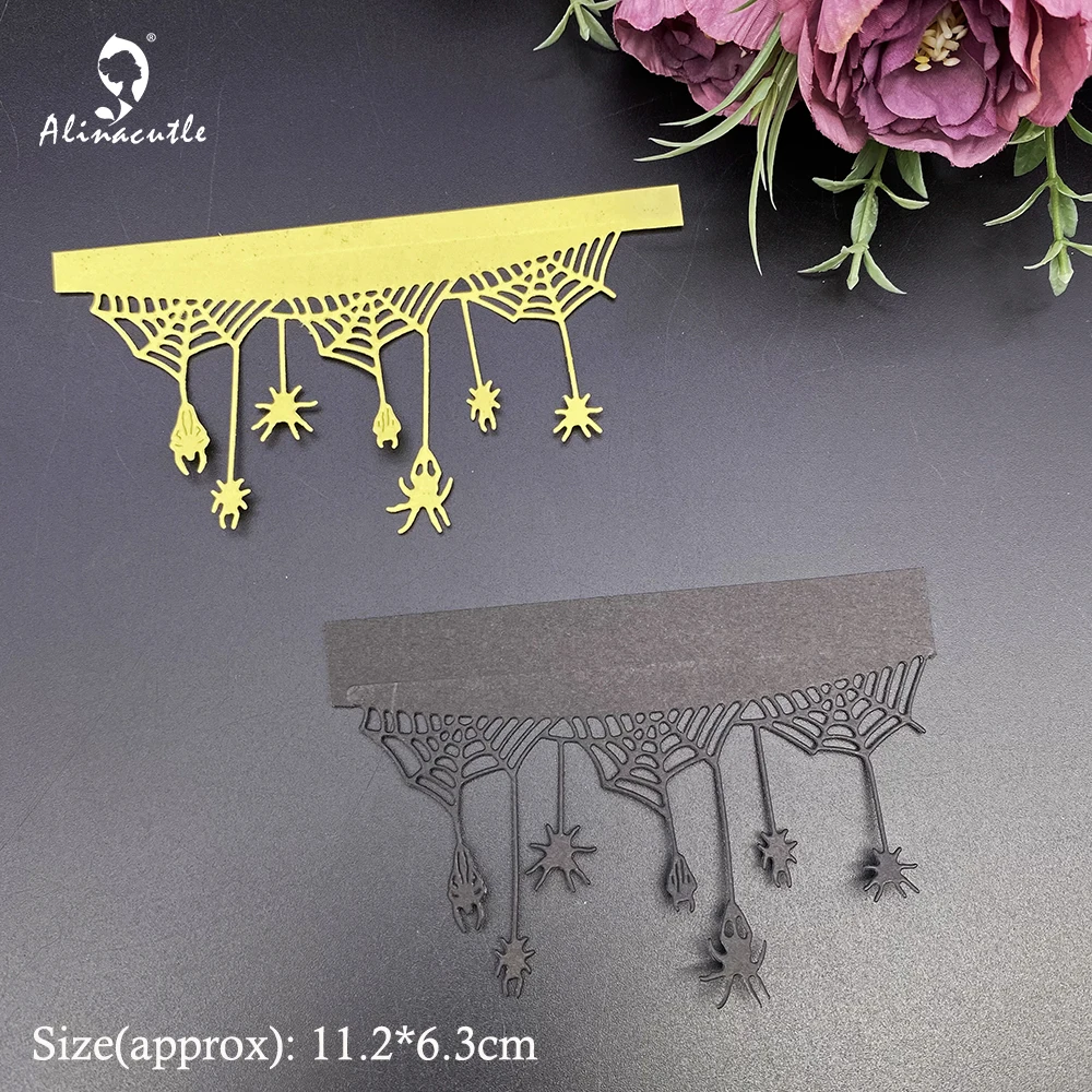 Alinacutle Metal Cutting Dies Cut Halloween Spider Web Border Scrapbooking Paper Craft Handmade Album Card Punch Art Knife