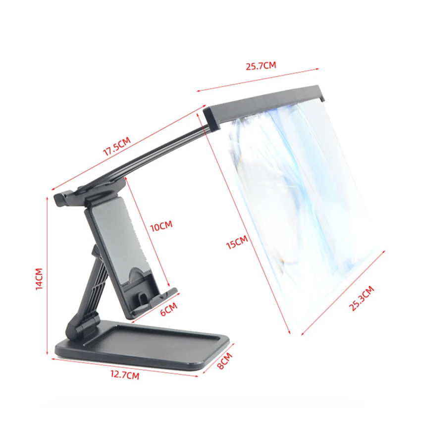 Mobile Phone Screen Projection Amplifier 12 Inch 3D Smartphone Desktop Bracket Universal Cellphone Screen Magnifier Holder