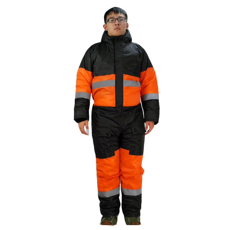 Winter Coveralls Men Waterproof Windproof Bib Overalls Cotton Padded Hooded Jumpsuits Thicken Thermal Work uniforms HW117