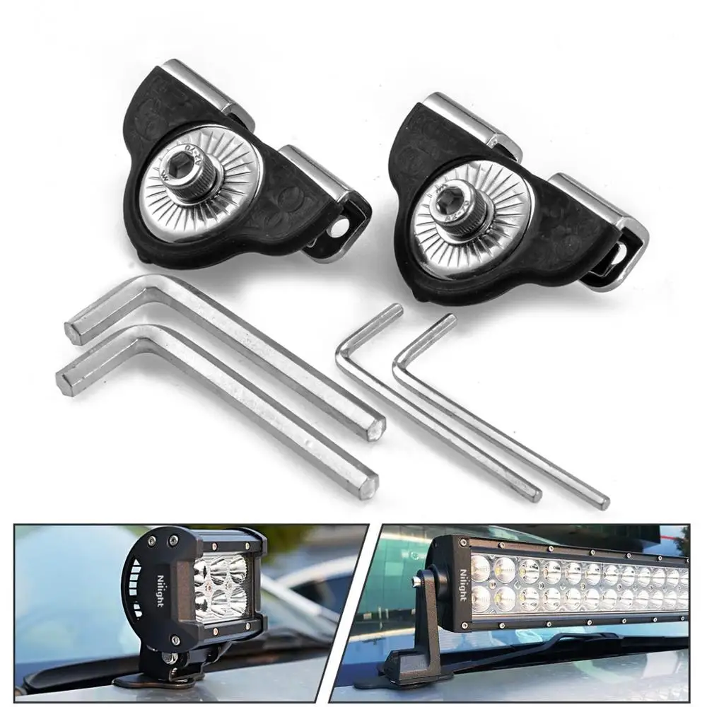 1PAIR Car Engine Hood Led Light Bar Mounting Brackets Auto Piller Lamp Holder Clamp Clip No Drilling Universal SUV 4WD 4X4