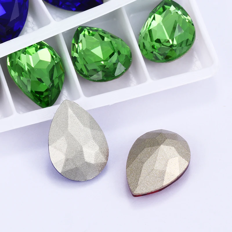 4 Sizes Shining Tear Drop K9 Glass Rhinestones Glass Crystal Pointback Rhinestones Glue on Garment Crafts Jewelry Accessories