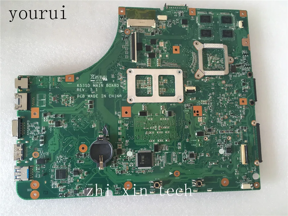 yourui for Asus K53SD K53E K53E K53S Laptop motherboard GT610M REV.5.1 HM65 Notebook Mainboard Full Test