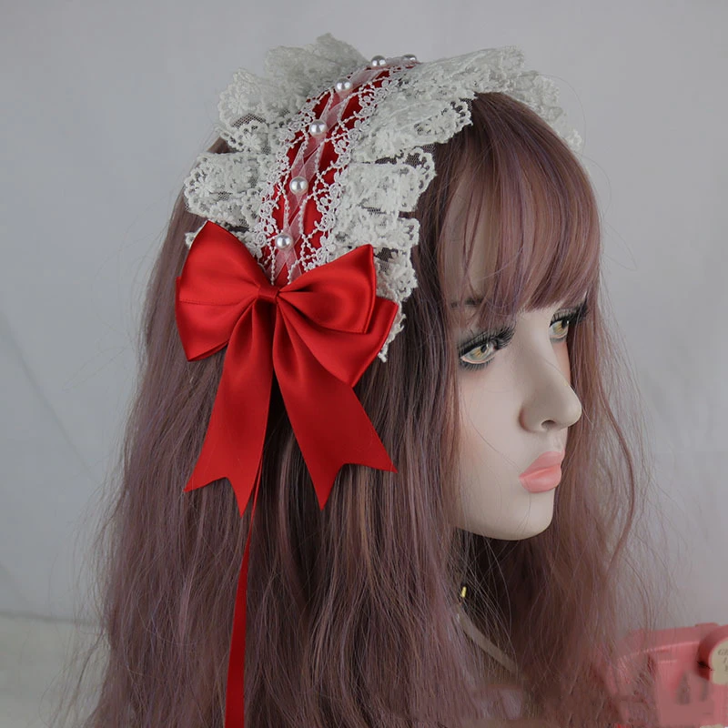 Cosplay anime lolita kawaii orelhas de gato laço arco faixa de cabelo kc anime bonito menina maid headdress acessórios de cabelo cabeça envoltório