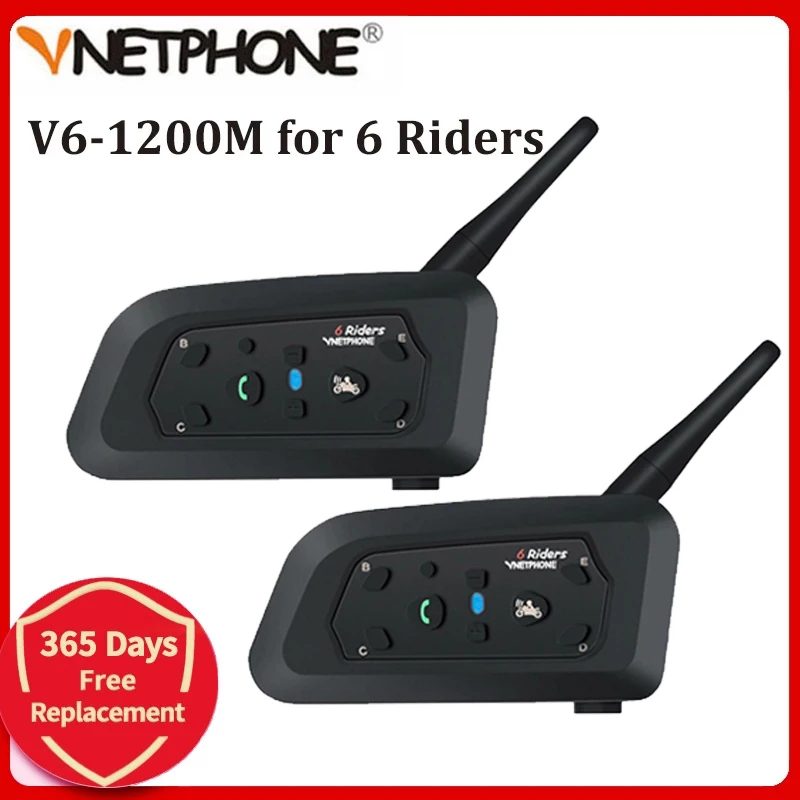 Vnetphone V6 1200M Motorcycle Bluetooth Helmet Headset Intercom for Motorbike 6 Riders BT Wireless Waterproof Interphone MP3