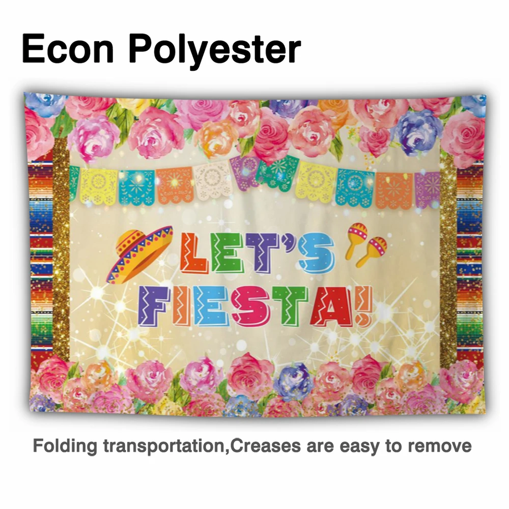 Allenjoy-Fondo de fotografía de Let's Fiesta, telón de fondo de flores de México, banderas, decoración de Fiesta de carnaval, foto de fondo, Photozone