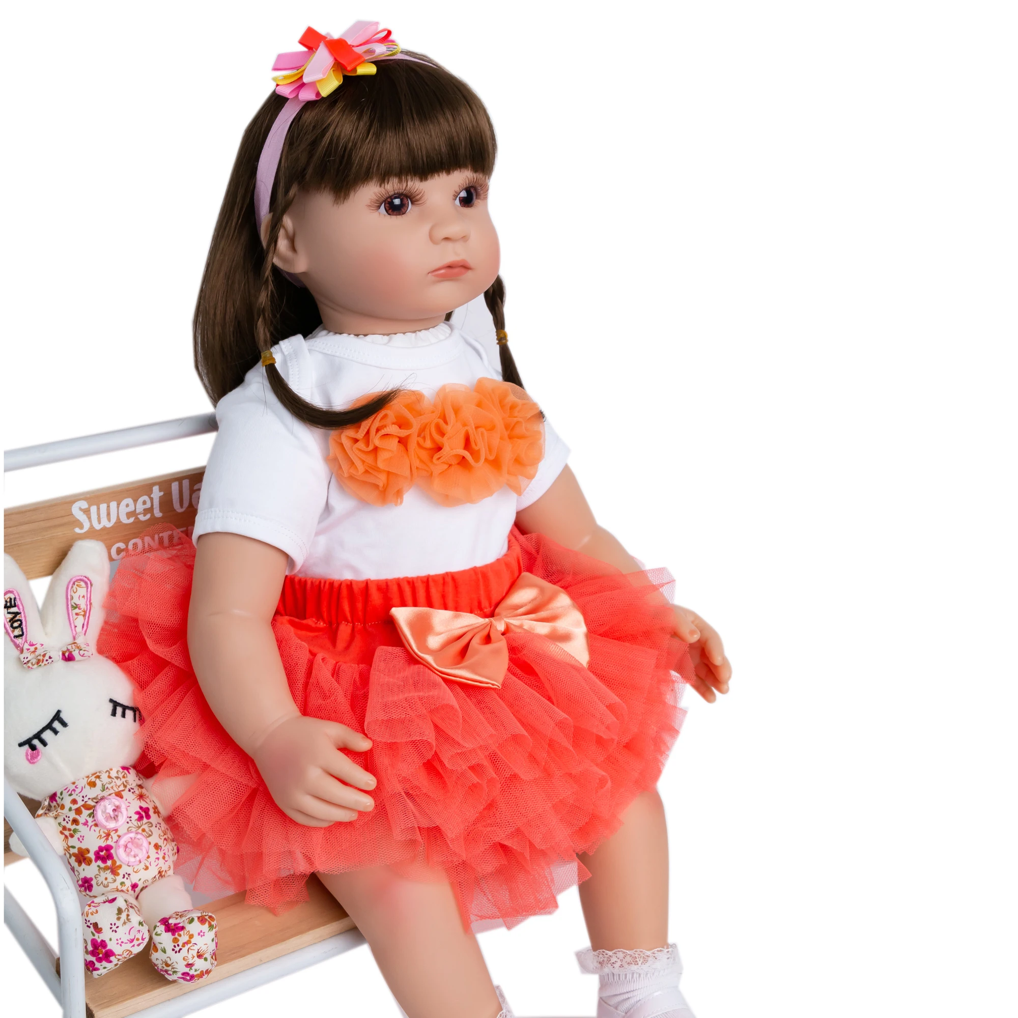 60 CM Soft Silicone Reborn Toddler Princess Doll Cloth Body 24 Inch Baby Bonece Lovely Kid Birthday Gift Play House Dress Up Toy