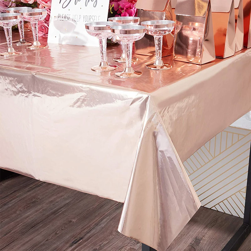 Rose Gold Table Cloth Waterproof Glitter Foil Party Table Cover Rectangular Tablecloth Baby Shower Wedding Birthday Party Decor