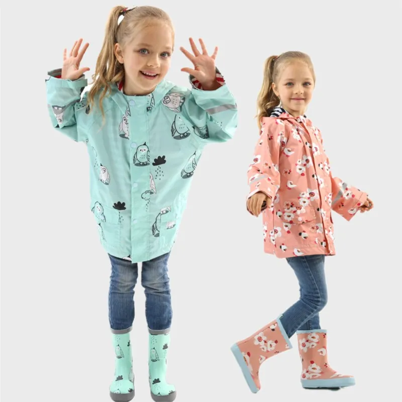 Raincoat Kids Cartoon Unicorn Waterproof Rain Coat Polyester Boys Clothes Outdoor Children Baby Girls Jacket Coat Rainsut