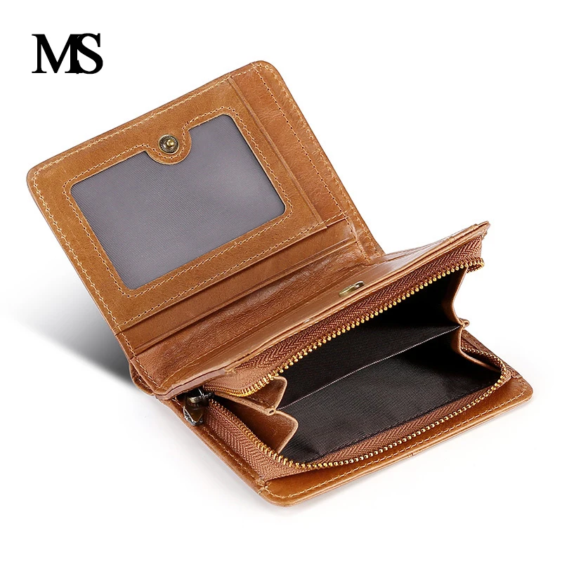 

Real Leather Wallet Men Organizer Wallets Brand Vintage Genuine Leather Cowhide Short Men's Wallet Purse With Coin Pocket TW075