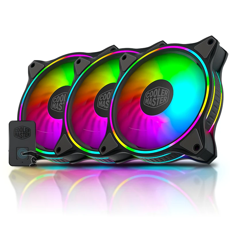 

Cooler Master MF120 HALO 3 in 1 Kit 120mm silent and colorful ARGB PWM chassis cooling fan, support Shenguang synchronization