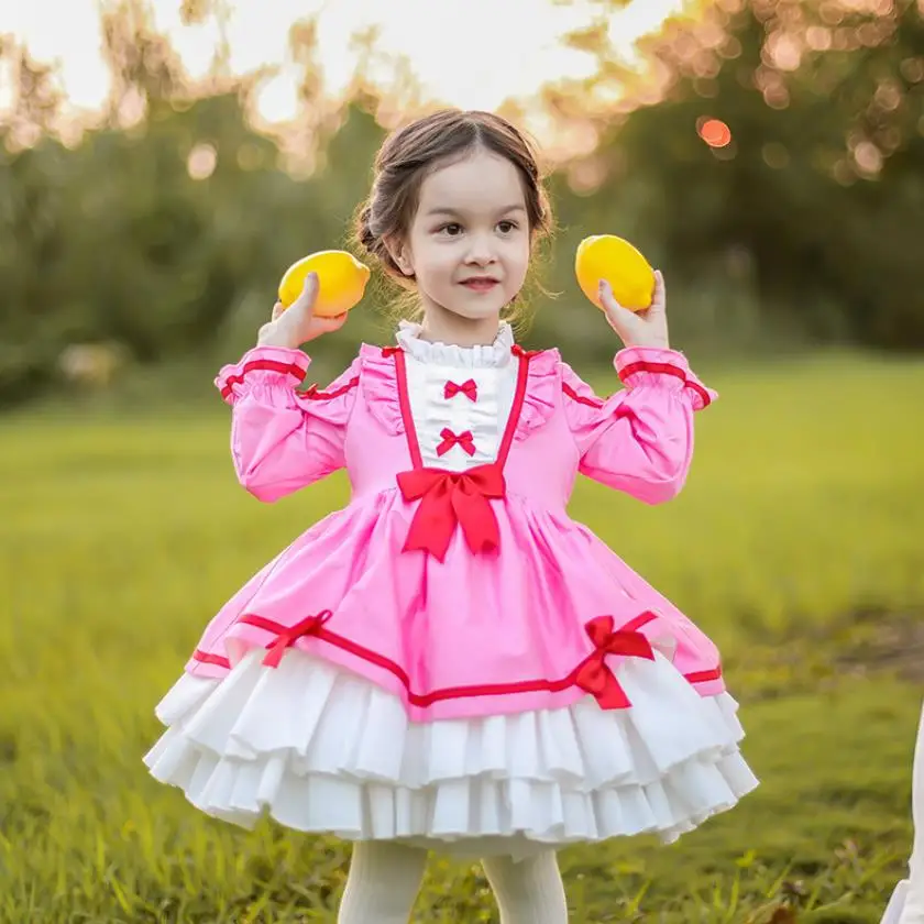 Miayii Baby Clothing Spanish Lolita Long Sleeve Bow Sweet Cute Ball Gown Birthday Party Easter Princess Dress For Girls Y3810