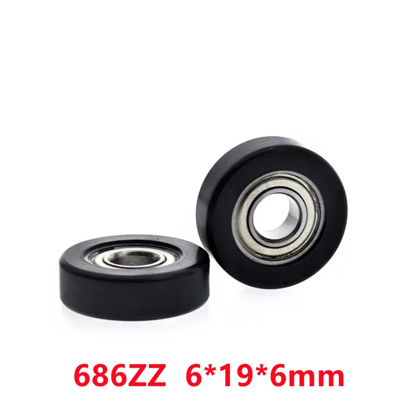 

20pcs/100pcs Flat Roller 6*19*6mm 686ZZ Bearing POM Plastic Coated Pulley Drawer Showcase Guide Wheel Low Noise 6x19x6