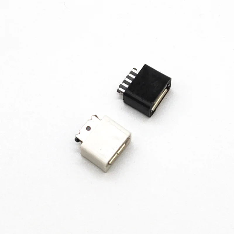 10Sets DIY Micro USB 5P 5Pin Female Plug Connectors Kit Black and White with A Shell Welding Line Type