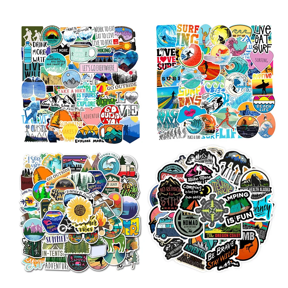 Pack of 200Pcs Hotsale 4 Style Outdoor Sports Stickers Waterproof Sticker Skateboard Notebook Bottle Deacal