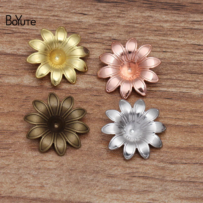 BoYuTe-abalorios de flores europeas de 18MM, accesorios de joyería DIY, Material de latón, venta al por mayor, 100 unidades por lote