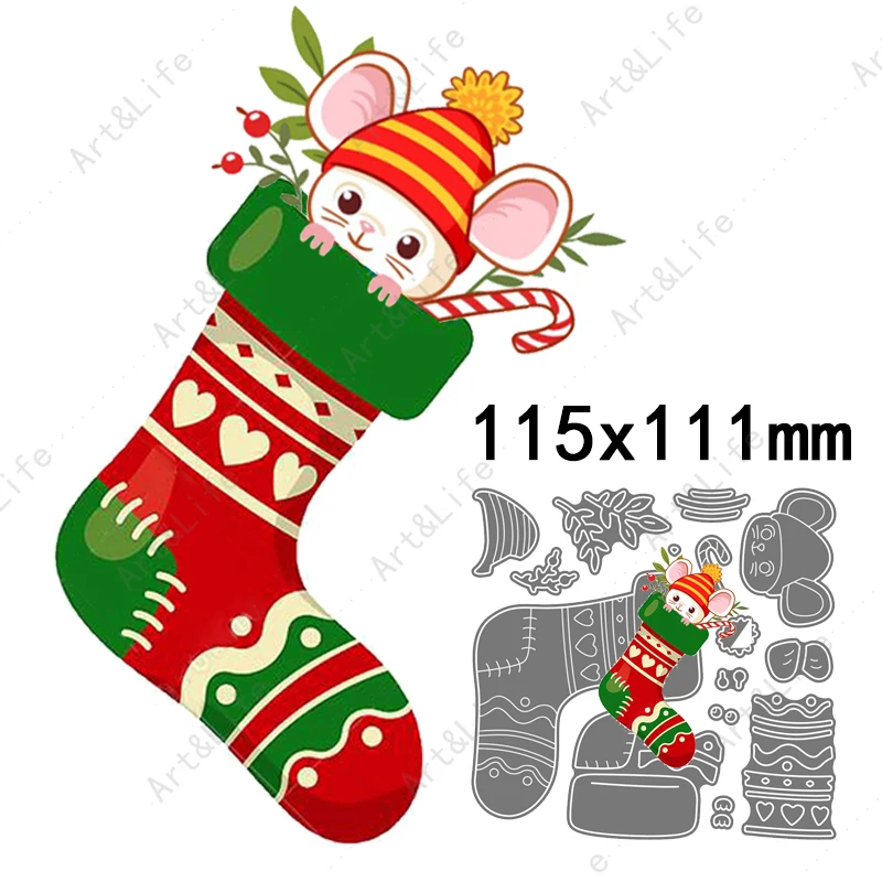 2022 Christmas Stocking do scrapbookingu szczęśliwe skarpetki nowy Metal wykrojniki rzemiosło szablony papier do albumów wytłaczania kartek foremki do wycinania