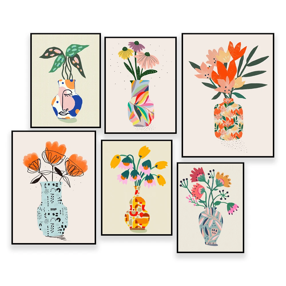 Flowers Art Print|Abstract Still Life Painting|Botanical Art | Floral Illustration Home Decor Wall Gallery|Contemporary Poster