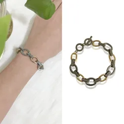 New Arrival High Quality Vintage Bracelet Gold And Antique Rhodium Color Linked Circle Chain Bracelet For Women Casual Jewelry