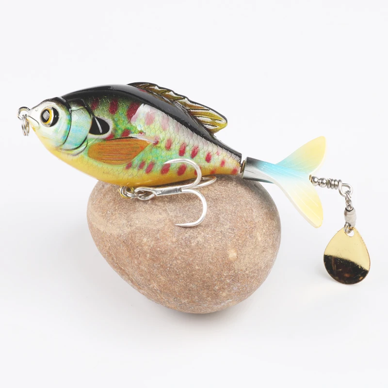 2020 NEW POETRYYI Rotate Tail Popper Lure 9.5cm 17g Topwater Wobble Fishing Lures Bass Fishing Tackle