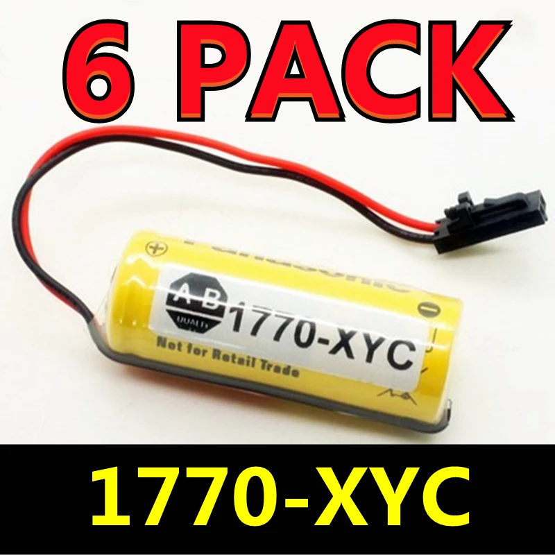 Original New 6 PACK 1770-XYC 3V 1800mAh CNC PLC Lithium Industrial CPU Battery With Plug (Fresh DATE)