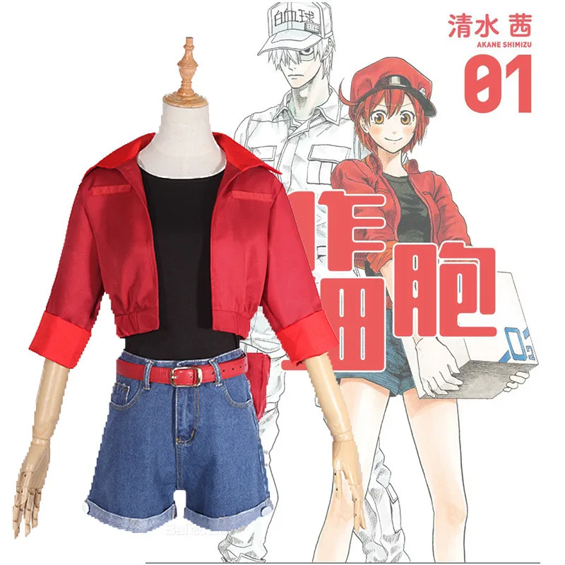 

Erythrocytes Red Blood Jacket Short Top Women Halloween Uniform New Anime Cells At Work Cosplay Costume Hataraku Saibou