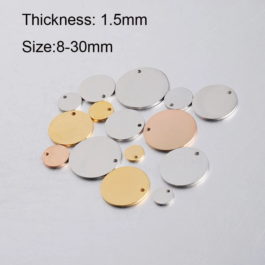 Stainless Steel Round Stamping Blanks Charms For engraving  DIY Making Jewelry Necklace Metal Circle Tag Round Connector image 3