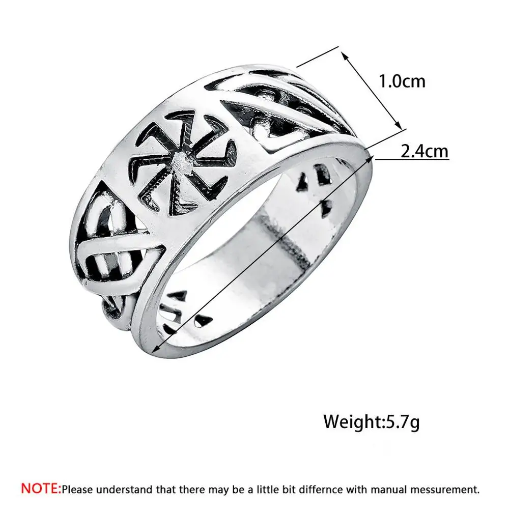 Nostalgia Slavic Kolovrat Symbol Women Finger Ring Bulgaria Bijoux Mens Rings Silver Color