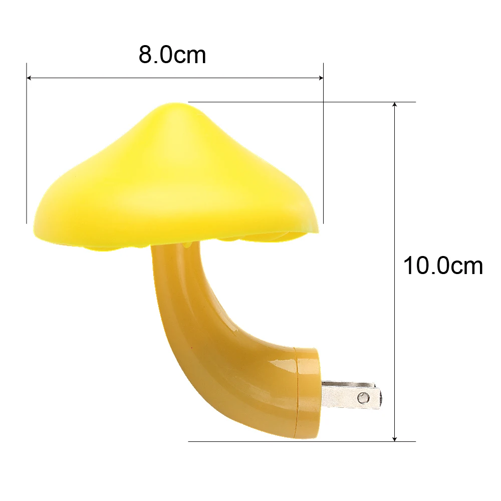 Led Night Light Mushroom Wall Socket Lamp Eu Us Plug Warm White Light-control Sensor Bedroom Light Home Decoration