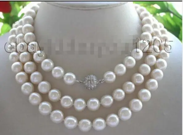 Longest Genuine Natural 12mm Round White Pearl Necklace Factory Wholesale price Women Giftword Jewelry