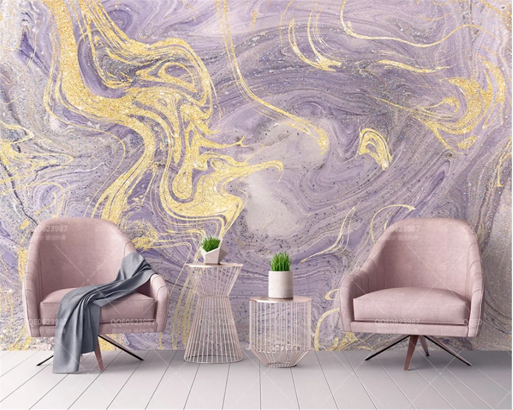 beibehang papel de parede Custom wallpaper fashion luxury noble purple sprinkled gold lines wall papers home decor background
