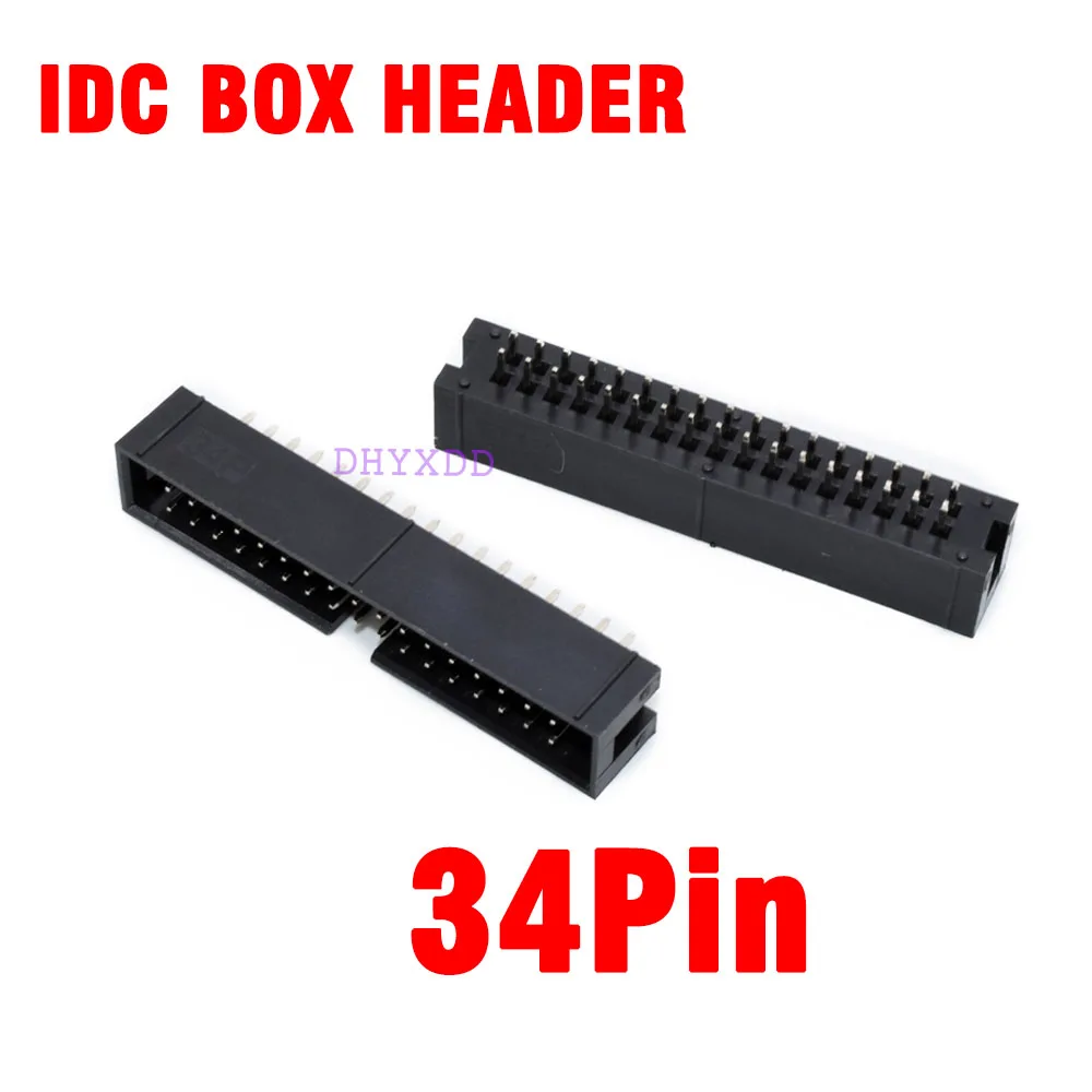 10pcs 2.54mm 2x17 Pin 34 Pin Straight Male Shrouded PCB Box header IDC Socket