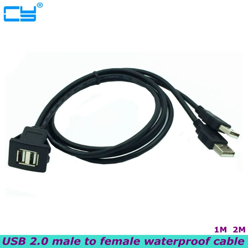 2M single port dual port car, ship dashboard, USB 2.0 male to female socket extension panel waterproof extension cable