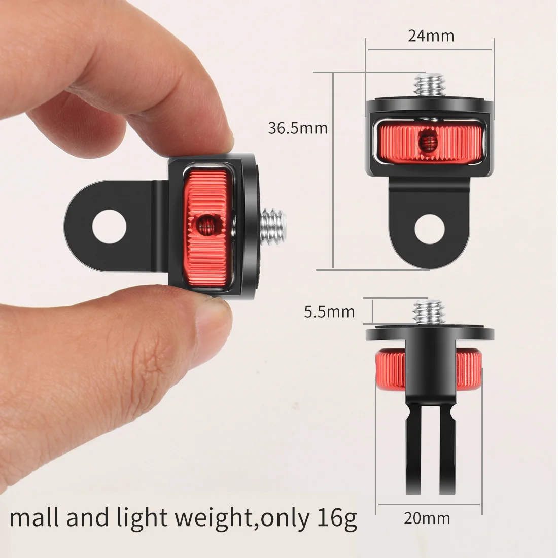 Universal 1/4 Schraube Konverter Halterung Mini Stativ Adapter 360 Schwenkbar mit M5 Rändelschraube für Gopro Hero Insta360 DJI Action Kamera – Detail 13