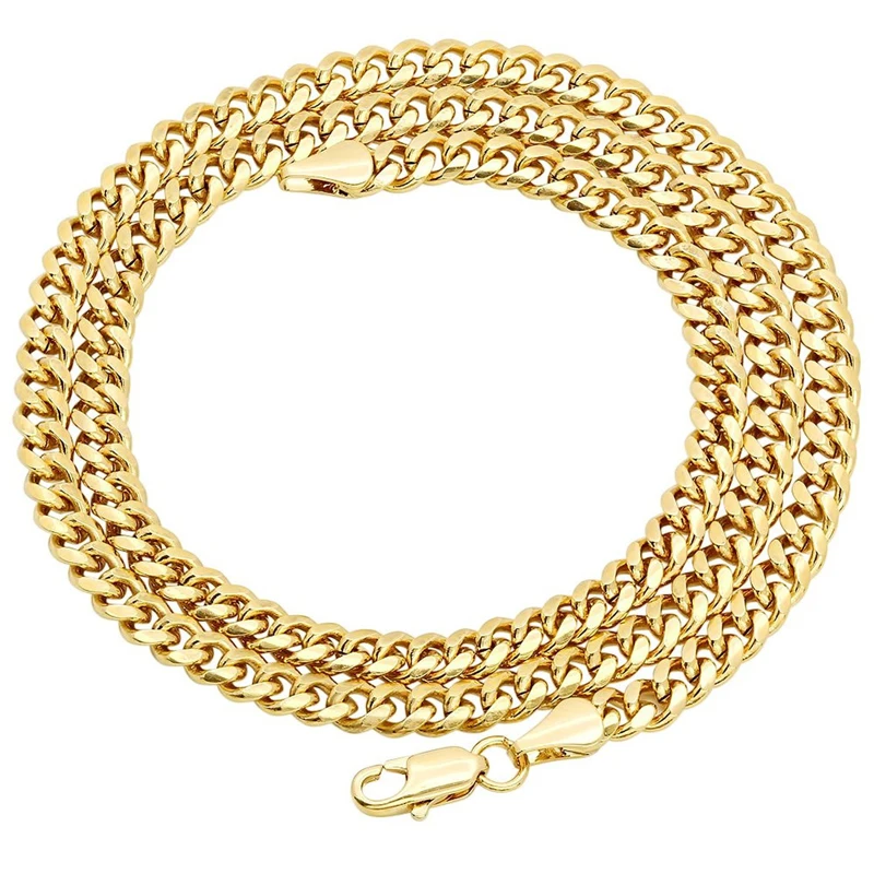 24k Gold Jewelry 8mm 20-30 Inch Hip Hop Men Necklace Chains Fashion Gold Color Filled Curb Cuban Long Necklace