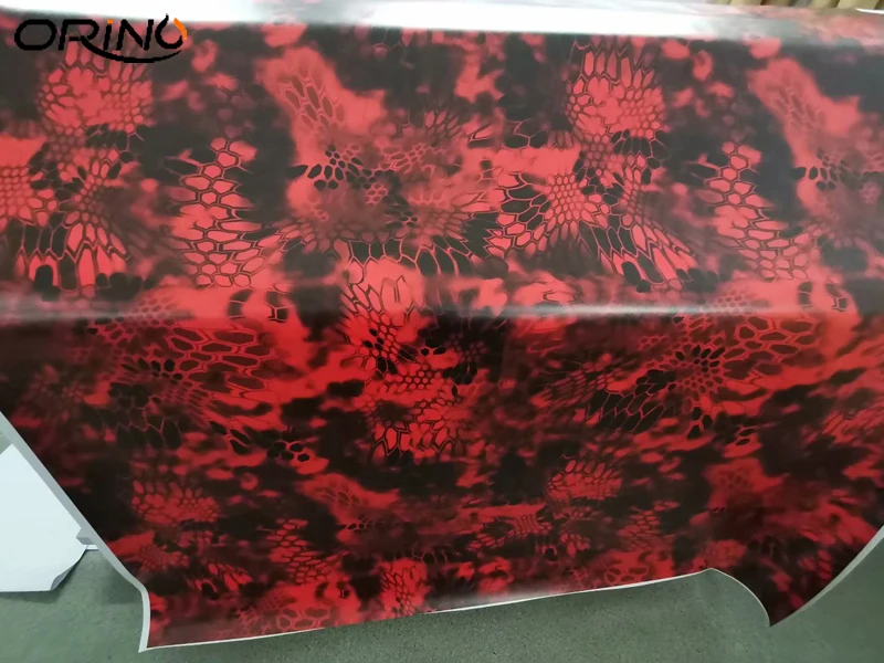 

Red Snake Grain Texture Vinyl Camouflage Film Foil Car Wrap Sticker With Air Release For Full Car Body Wrapping Covering