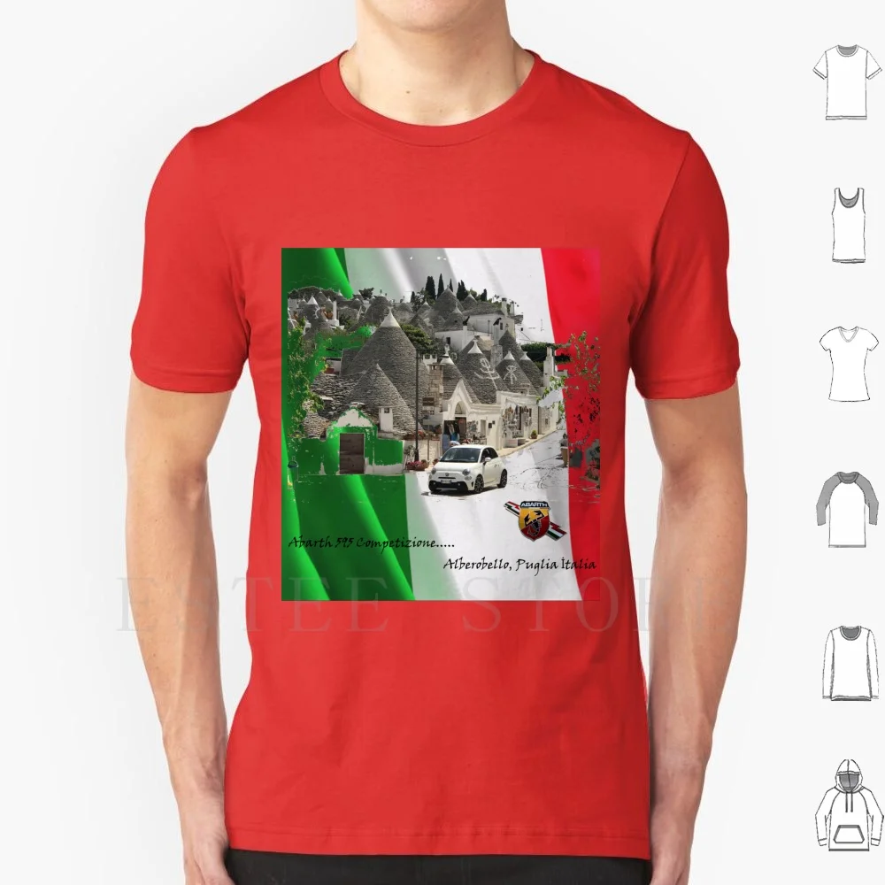 Abarth 595 Italia T Shirt DIY Big Size 100% Cotton Abarth 500 595 Competizione Italy Puglia Ancient Trulli Tuned